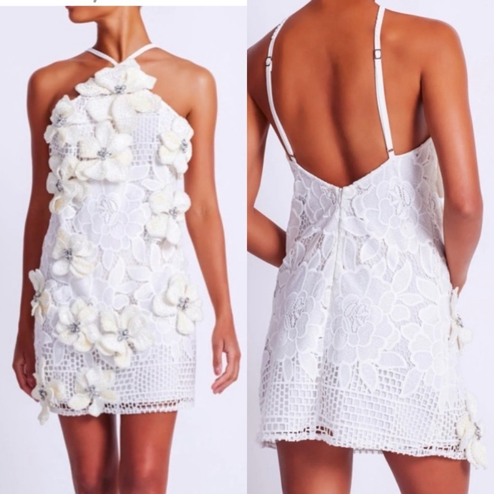 PatBO Flowered Embroidered Mini Dress